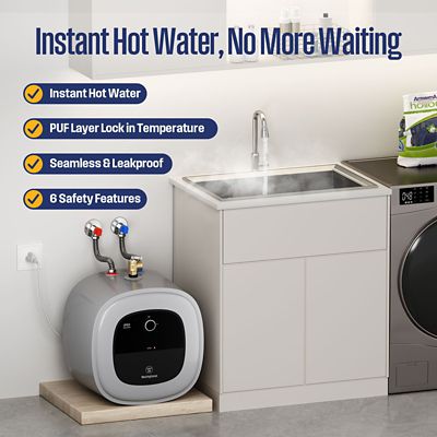 Image showing  APOLO Classic Plus 8 gal., 1440 W, 120 V Plug-In Point of Use Electric Tank Water Heater with 6 Year Warranty