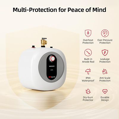 Image showing  Etech 2.5 gal., 1440 W, 120 V Plug-In Point of Use Electric Tank Water Heater with 6 Year Warranty