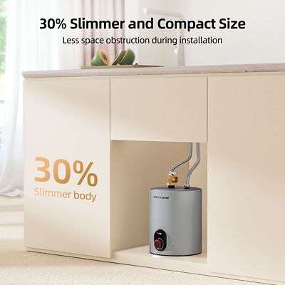 Image showing  Etech Mini 1.5 gal., 1440 W, 120 V Plug-In Point of Use Electric Tank Water Heater Gray with 6 Year Warranty