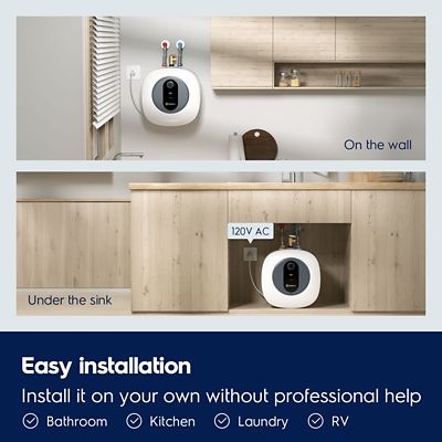 Image showing  lnfinite Classic 4 gal., 1440 W, 120 V Plug-In Point of Use Electric Tank Water Heater with 6 Year Warranty