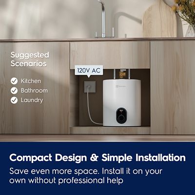 Image showing  lnfinite Classic 1.5 gal., 1440 W, 120 V Plug-In Point of Use Electric Tank Water Heater with 6 Year Warranty