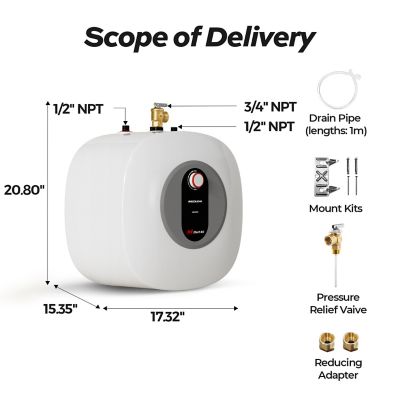 Image showing  Etech 8 gal., 1440 W, 120 V Plug-In Point of Use Electric Tank Water Heater with 6 Year Warranty