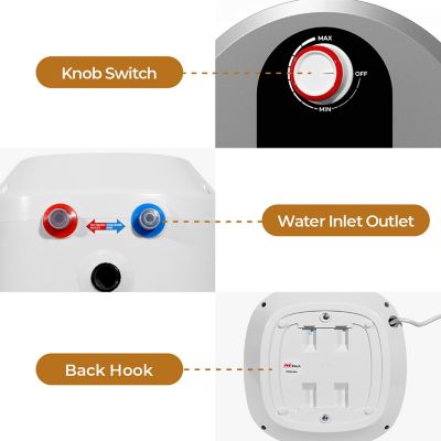 Image showing  Etech 8 gal., 1440 W, 120 V Plug-In Point of Use Electric Tank Water Heater with 6 Year Warranty