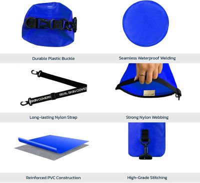 Image showing  10L Dry Bag Waterproof Backpack for Kayaking, Paddle Boarding, Boating & Travel, Blue