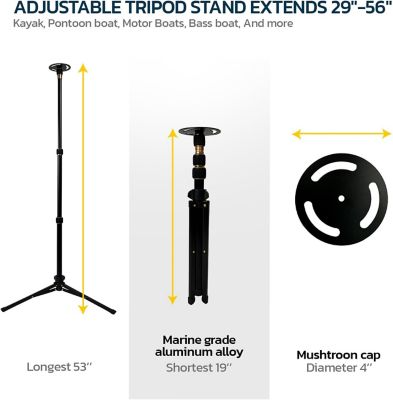Image showing  Adjustable Boat Cover Support Pole with Straps and Tripod Base, 29-56 in.