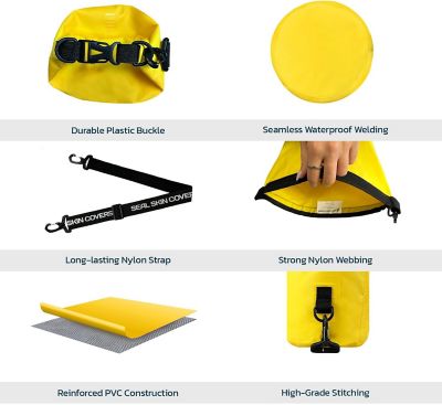 Image showing  10L Dry Bag Waterproof Backpack for Kayaking, Paddle Boarding, Boating & Travel, Yellow