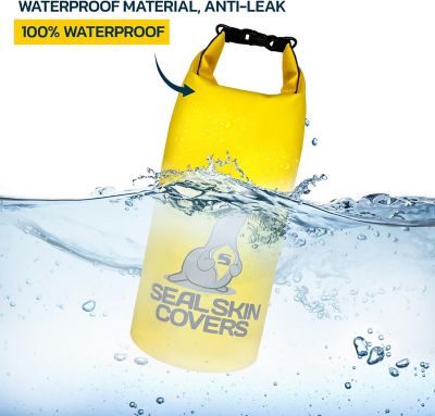 Image showing  10L Dry Bag Waterproof Backpack for Kayaking, Paddle Boarding, Boating & Travel, Yellow