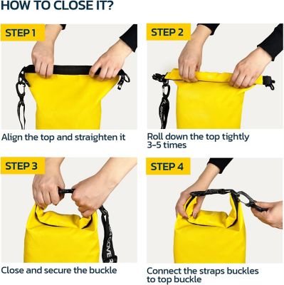 Image showing  10L Dry Bag Waterproof Backpack for Kayaking, Paddle Boarding, Boating & Travel, Yellow