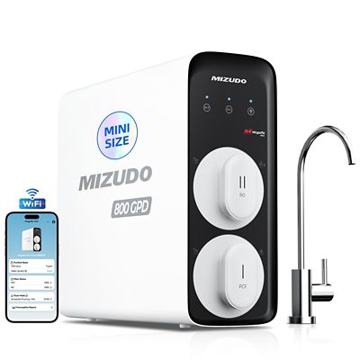 Mizudo WiFi 8-Stage Tankless Reverse Osmosis Water Filtration System 800 GPD Under Sink RO Water Filter with Faucet