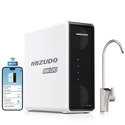Mizudo WiFi 9-Stage Tankless Reverse Osmosis Water Filtration System 1000 GPD Under Sink RO Water Filter with Faucet