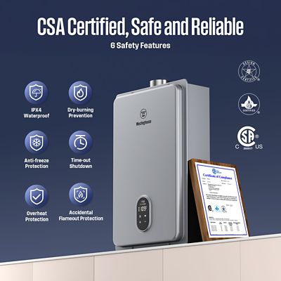 Image showing  Max 5.1 GPM 120,000 BTU Propane Gas Tankless Instant Hot Water Heater Smart WIFI Control Indoor