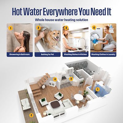 Image showing  Max 5.1 GPM 120,000 BTU Propane Gas Tankless Instant Hot Water Heater Smart WIFI Control Indoor