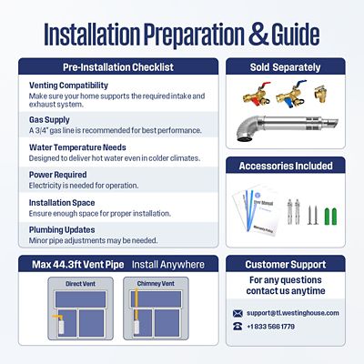 Image showing  Max 10.3 GPM 199K BTU Natural Gas Tankless Instant Hot Water Heater Smart WIFI Control Indoor 2 Years Warranty