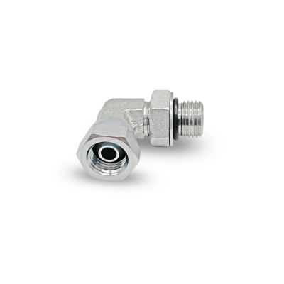 Image showing  3/8 in. ORB Male x 3/8 in. NPT Female 90 deg. Elbow SAE Hydraulic Adapter Swivel
