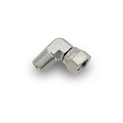 Magister Hydraulics 1/2 in. NPT Male x 1/2 in. NPT Female 90 deg. Elbow Hydraulic Adapter Swivel