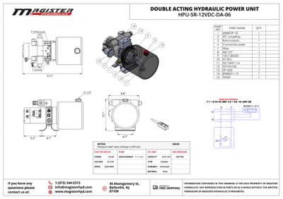Image showing  12 V DC Double Acting Hydraulic Power Unit, 6 qt. Steel Tank, 2600 PSI