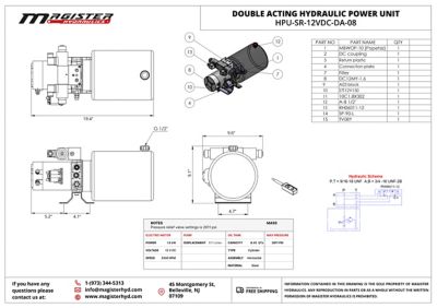 Image showing  12 V DC Double Acting Hydraulic Power Unit, 8 qt. Steel Tank, 2600 PSI