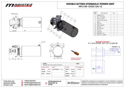 Image showing  12 V DC Double Acting Hydraulic Power Unit, 12 qt. Steel Tank, 2600 PSI