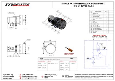 Image showing  12 V DC Single Acting Hydraulic Power Unit, 4 qt. Steel Tank, 2600 PSI