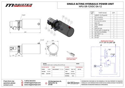 Image showing  12 V DC Single Acting Hydraulic Power Unit, 12 qt. Steel Tank, 2600 PSI