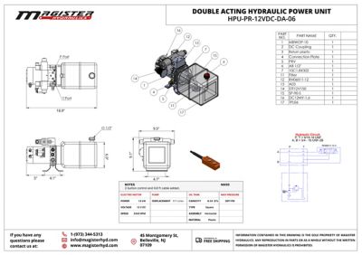 Image showing  12 V DC Double Acting Hydraulic Power Unit, 6 qt. Plastic Tank, 2600 PSI