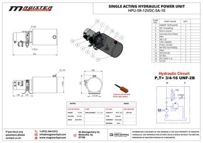 Image showing  12 V DC Single Acting Hydraulic Power Unit, 10 qt. Steel Tank, 2600 PSI
