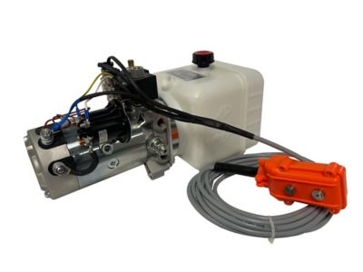 Image showing  12 Volt DC Double Acting Dump Trailer Hydraulic Pump 10 qt. Plastic Reservoir