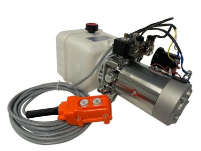 Image showing  12 Volt DC Double Acting Dump Trailer Hydraulic Pump 10 qt. Plastic Reservoir