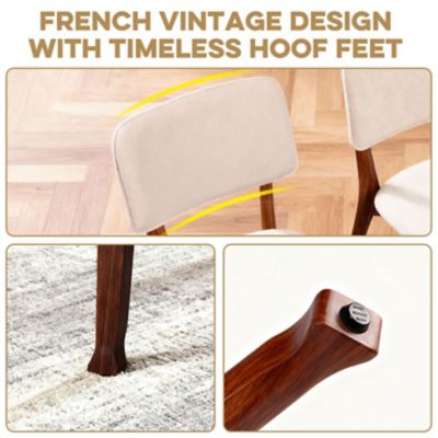 Image showing  Wooden Dining Chairs Set of 2, Mid Century Modern, Fabric Upholstered, Curved Backrest, 300 lb.