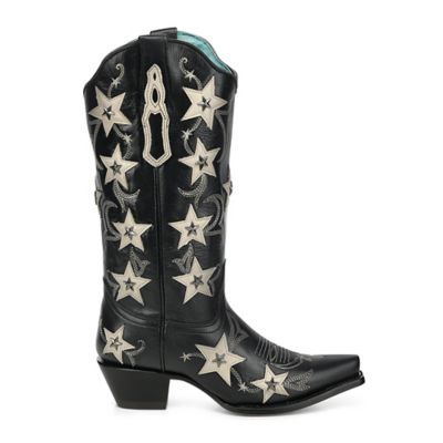 Image showing  Women's Embroidery & Stars Overlay & Studs Snip Toe Cowgirl Boot