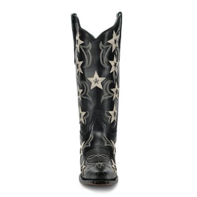 Image showing  Women's Embroidery & Stars Overlay & Studs Snip Toe Cowgirl Boot