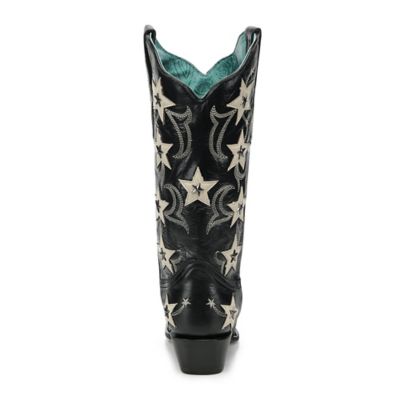 Image showing  Women's Embroidery & Stars Overlay & Studs Snip Toe Cowgirl Boot