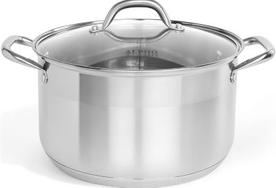 Alpha Living Stainless Steel 12 qt. Pot with Tri-Ply Bottom