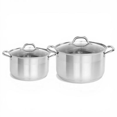 Alpha Living Stainless Steel 8 qt. and 12 qt. Pot Set with Tri-Ply Bottom