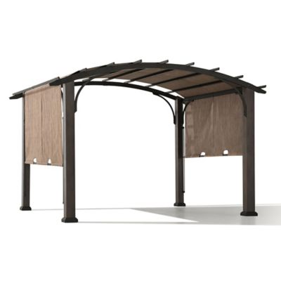 Image showing  10 x 12ft. Metal Pergola with Retractable Canopy and Curved Roof