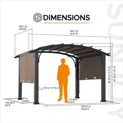 Image showing  10 x 12ft. Metal Pergola with Retractable Canopy and Curved Roof