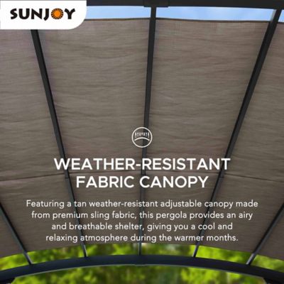 Image showing  10 x 12ft. Metal Pergola with Retractable Canopy and Curved Roof