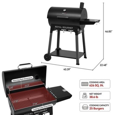 Image showing  Barrel Charcoal Grill with Side Shelf, 626 sq. in. Cooking Area