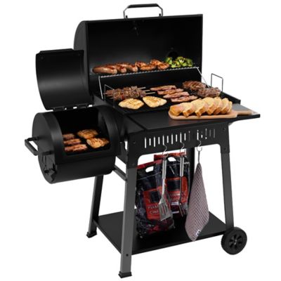 Royal Gourmet Barrel Charcoal Grill with Offset Smoker, 824 sq. in. Cooking Area