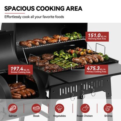 Image showing  Barrel Charcoal Grill with Offset Smoker, 824 sq. in. Cooking Area