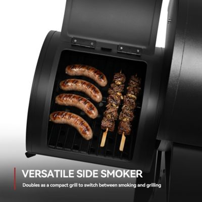 Image showing  824 sq. in. Cooking Area Charcoal Grill with Offset Smoker, Side Shelf with Hooks