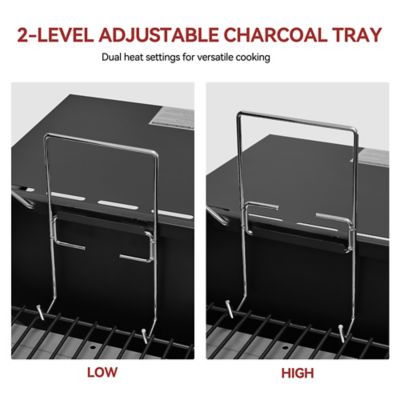 Image showing  Barrel Charcoal Grill with Side Shelves & Hanging Basket, Hanging Basket & Bottom Shelf