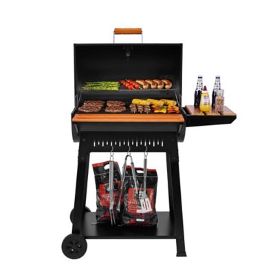 Royal Gourmet 626 sq. in. Charcoal Grill with Wooden Side & Front Shelves