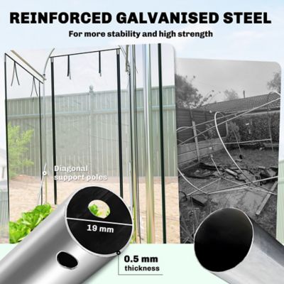 Image showing  Walk-in Tunnel Greenhouse, Hoop House Greenhouse with 8 Roll-Up Doors, 10 x 3 x 6.5ft., Clear