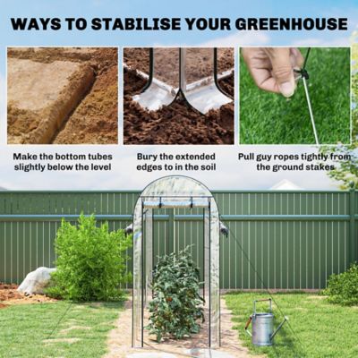 Image showing  Walk-in Tunnel Greenhouse, Hoop House Greenhouse with 8 Roll-Up Doors, 10 x 3 x 6.5ft., Clear