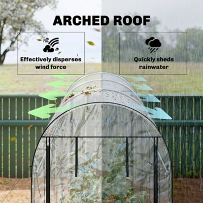 Image showing  Walk-in Tunnel Greenhouse, Hoop House Greenhouse with 8 Roll-Up Doors, 10 x 3 x 6.5ft., Clear