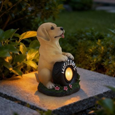 Image showing  Buddy the Puppy Solar Outdoor Garden Statue with Integrated LED Light