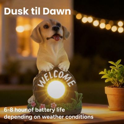 Image showing  Buddy the Puppy Solar Outdoor Garden Statue with Integrated LED Light