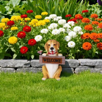Image showing  Barkley the Greeting Puppy Solar Outdoor Garden Statue with Integrated LED Light