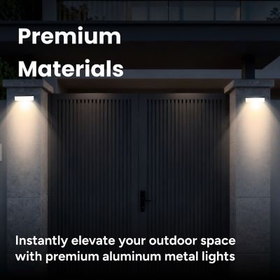Image showing  Outdoor Solar Aluminum Rounded Wall Sconce with Motion Sensor & LED Lightbar